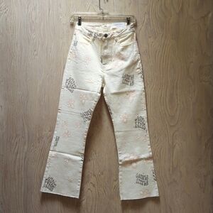 STR Stratavarius "Flower Power" Cropped Twill Flare Jeans Size 6